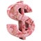 Pink Marble Dollar Sign on White Background.