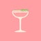 Pink margarita with rosemary for event. Vector flat design with texture