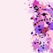 Pink maroon purple lilac ink splashes background copy space