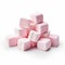 Pink Marshmallow Cubes On White Background