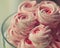 Pink marshmallow glass bowl close-up