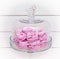 Pink marshmallow glass bowl on white background