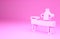 Pink Massage table with oil icon isolated on pink background. Minimalism concept. 3d illustration 3D render