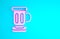 Pink Medieval goblet icon isolated on blue background. Minimalism concept. 3d illustration 3D render