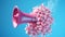 pink megaphone with flowers floating outside