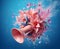 pink megaphone with flowers floating outside