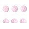 Pink meringues isolated on white background, flat and side