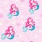 Pink mermaid pattern. For kids t-shirts, fashion artwork, children books, prints and fabrics or wallpapers. Girl print. Design for