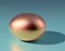 A pink metallic Easter egg on a basic blue background, rose gold, blue background, AI Generated