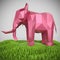 Pink metallic low poly elephant render