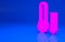 Pink Meteorology thermometer measuring icon isolated on blue background. Thermometer equipment showing hot or cold