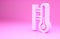 Pink Meteorology thermometer measuring icon isolated on pink background. Thermometer equipment showing hot or cold