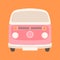 Pink minibus vector illustration flat style front