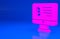 Pink Mining bitcoin from monitor icon isolated on blue background. Cryptocurrency mining, blockchain technology service