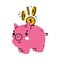 Pink Money Box or Piggy Bank as Container for Coin Storage Vector Illustration