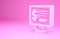 Pink Monitor with dollar icon isolated on pink background. Sending money around the world, money transfer, online