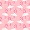 Pink monkey ballerina dance seamless vector pattern.