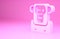 Pink Monkey icon isolated on pink background. Minimalism concept. 3d illustration 3D render