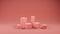 Pink monochrome colored cubes on background, empty space