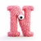 Pink Monster Letter N: A Furry Art In Vray Tracing Style