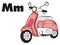 Pink moped and black letters