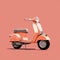 Pink Moped On Red Background: Clean And Simple Design In The Style Of Annibale Carracci