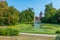 Pink mosque at the Schwetzingen palace in Germany during sunny summer day