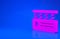 Pink Movie clapper icon isolated on blue background. Film clapper board. Clapperboard sign. Cinema production or media