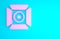 Pink Movie spotlight icon isolated on blue background. Light Effect. Scene, Studio, Show. Minimalism concept. 3d