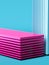 Pink Multilayered Glossy Plastic Showcase On Light Blue Pastel Background. 3d Rendering. Creative Wallpaper