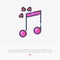 Pink musical note with hearts thin line icon
