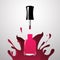 Pink Nail polish open bottle iwith splash paint background