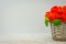 Pink nasturtium flowers in basket