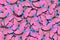 Pink natural pattern. abstract pink pattern of morpho butterflies. wings of a butterfly Morpho. flight of pink butterflies abstrac