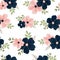 Pink navy flower seamless pattern