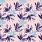 Pink and Navy Tropical Botanical Leaf Seamless Pattern Background