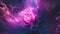 Pink nebula, spirals and galaxies in space. Abstract cosmos background. Generative AI