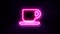 Pink neon coffee or tea cup sign blinks and appear in center
