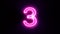 Pink neon number 3 blinks and appear in center