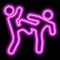 Pink neon outline, two people engaged in freestyle wrestling. Athletes, fight