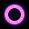 Pink neon round frame. Luminous swirling bunner. Glowing spiral. Light Ring background. Abstraction geometric neon circle. Shine