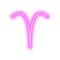 Pink neon zodiac sign Aries on white. Predictions, astrology, horoscope.