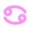 Pink neon zodiac sign Cancer on white. Predictions, astrology, horoscope.