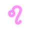 Pink neon zodiac sign Leo on white. Predictions, astrology, horoscope.