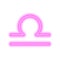 Pink neon zodiac sign Libra on white. Predictions, astrology, horoscope.