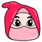 Pink ninja head, doodle icon drawing