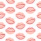 Pink nude  lips. Seamless pattern for Valentines cards