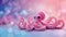 A pink octopus with big eyes and a large body, AI