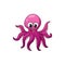 Pink octopus eight-limb mollusc cartoon character