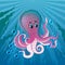 Pink octopus in the sea